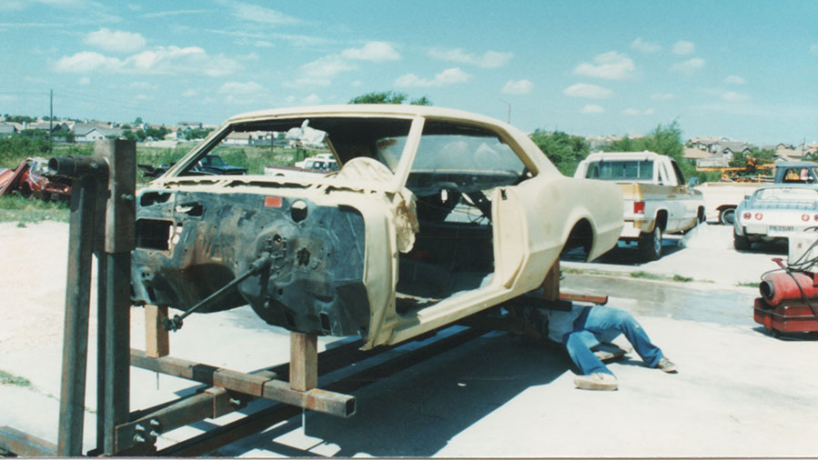 car on rotisserie
