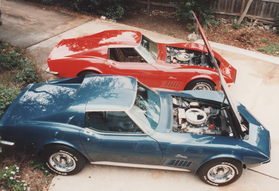 Corvettes with hoods up